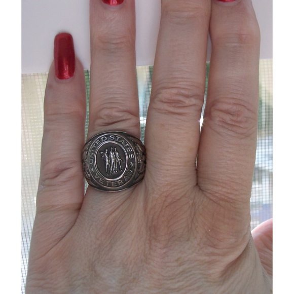 STAINLESS STEEL United States Veteran Epoxy Ring - Picture 2 of 13